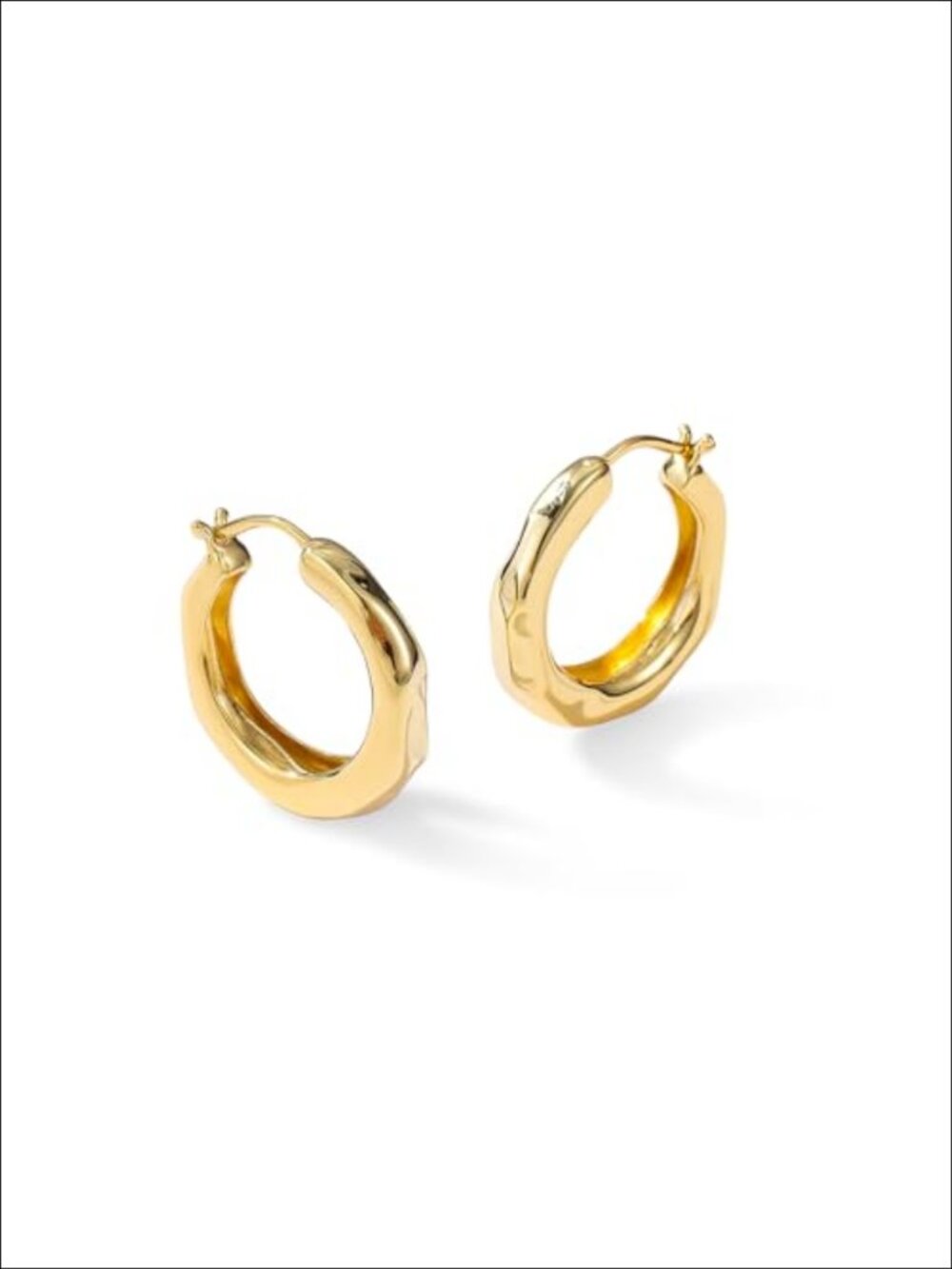 Textured Gold Plated Hoop Earrings Sterling Silver Posts Hypoallergenic